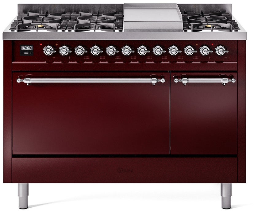 Ilve UP48FQNMPBUC Nostalgie 48 Inch Dual Fuel Range with 8 Sealed Bu...