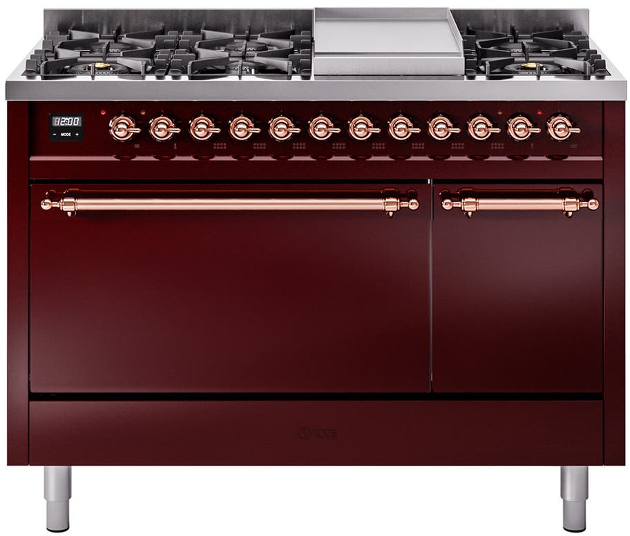 Ilve UP48FQNMPBUP Burgundy With Copper Trim
