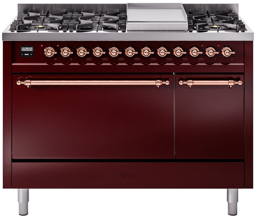 Ilve UP48FQNMPBUP Nostalgie 48 Inch Dual Fuel Range with 8 Sealed Bu...