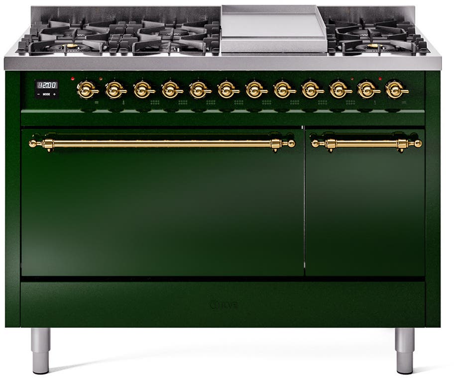 Ilve UP48FQNMPEGG Emerald Green With Brass Trim