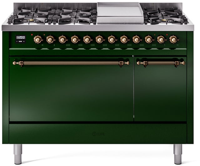 Ilve UP48FQNMPEGB Nostalgie 48 Inch Dual Fuel Range with 8 Sealed Bu...