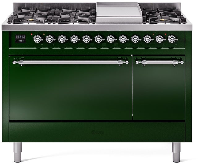 Ilve UP48FQNMPEGC Nostalgie 48 Inch Dual Fuel Range with 8 Sealed Bu...