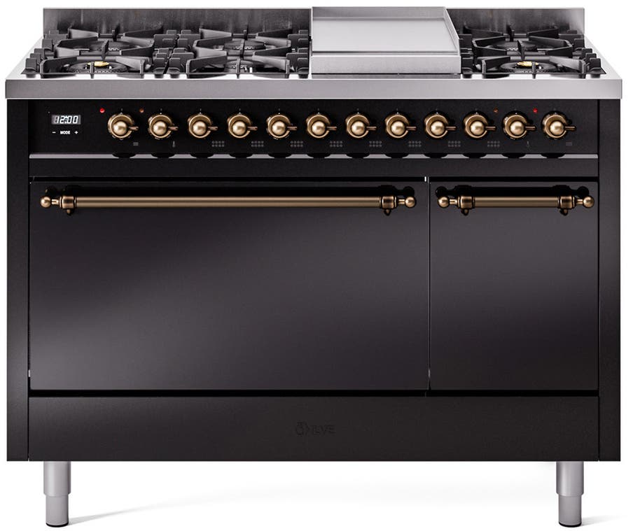 Ilve UP48FQNMPBKBLP Glossy Black With Bronze Trim, Lp