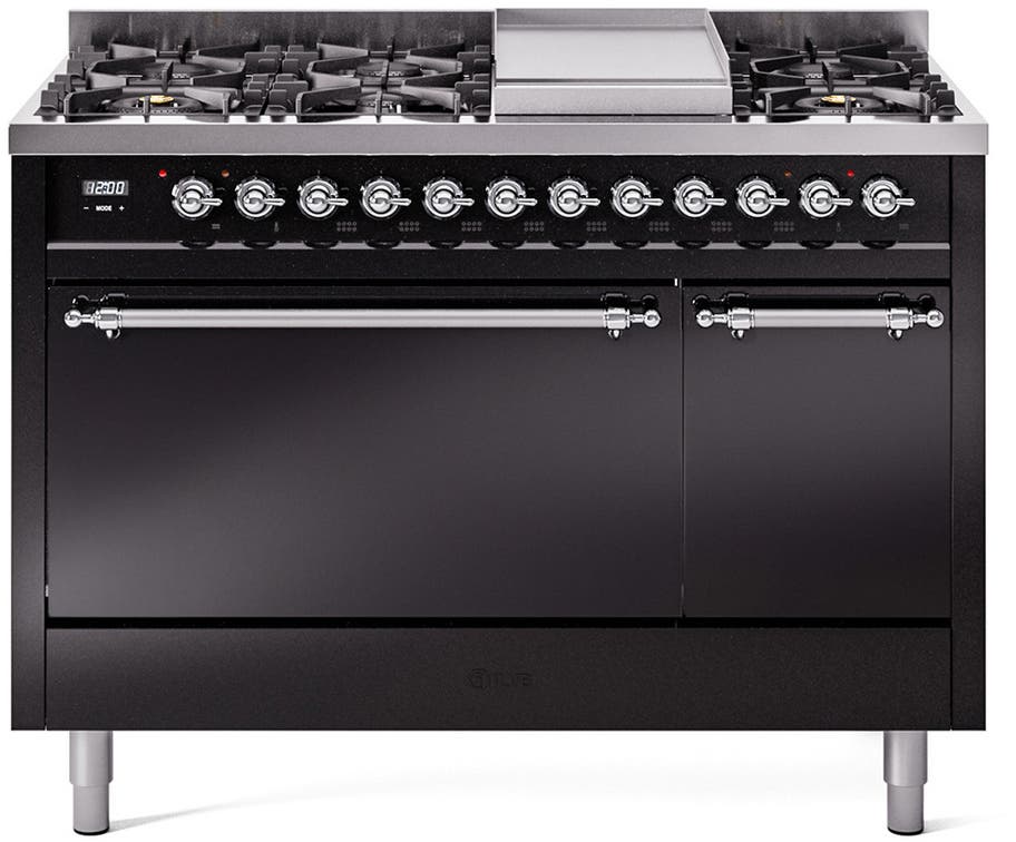 Ilve UP48FQNMPBKCLP Glossy Black With Chrome Trim, Lp