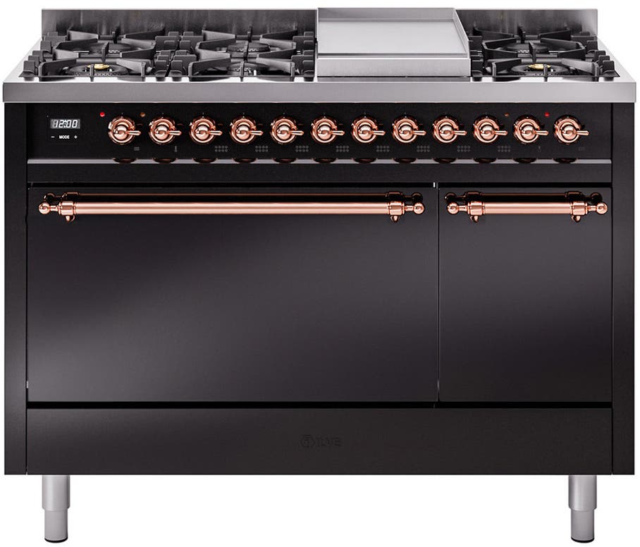 Ilve UP48FQNMPBKPLP Glossy Black With Copper Trim, Lp