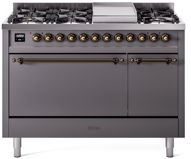 Ilve UP48FQNMPMGB Nostalgie 48 Inch Dual Fuel Range with 8 Sealed Bu...