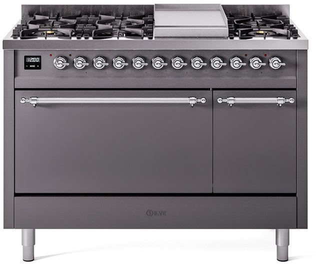 Ilve UP48FQNMPMGCLP Nostalgie 48 Inch Dual Fuel Range with 8 Sealed Bu...