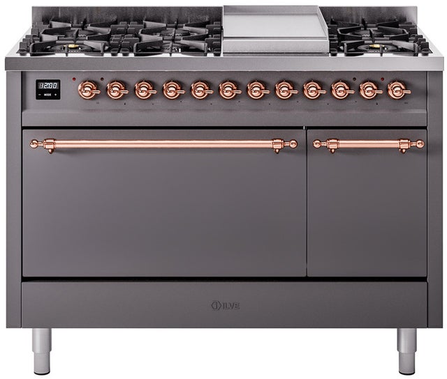 Ilve UP48FQNMPMGP Nostalgie 48 Inch Dual Fuel Range with 8 Sealed Bu...