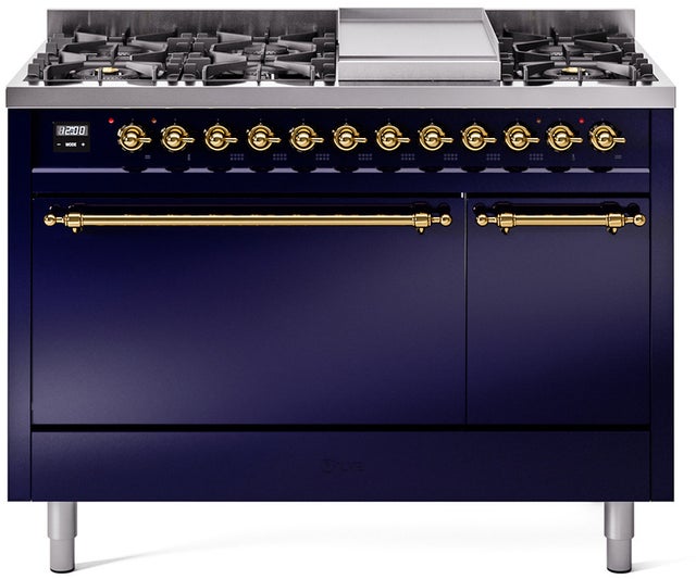 Ilve UP48FQNMPMBGLP Nostalgie 48 Inch Dual Fuel Range with 8 Sealed Bu...