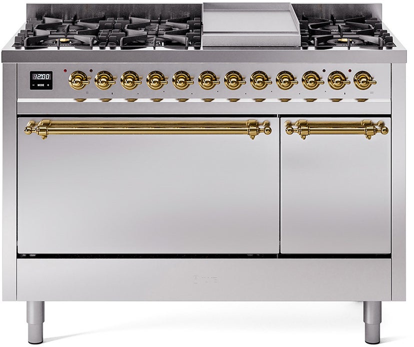 Ilve UP48FQNMPSSGLP Nostalgie 48 Inch Dual Fuel Range with 8 Sealed Bu...