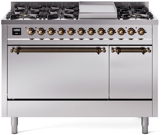 Ilve UP48FQNMPSSBLP Nostalgie 48 Inch Dual Fuel Range with 8 Sealed Bu...