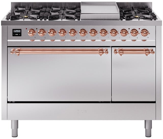 Ilve UP48FQNMPSSP Nostalgie 48 Inch Dual Fuel Range with 8 Sealed Bu...