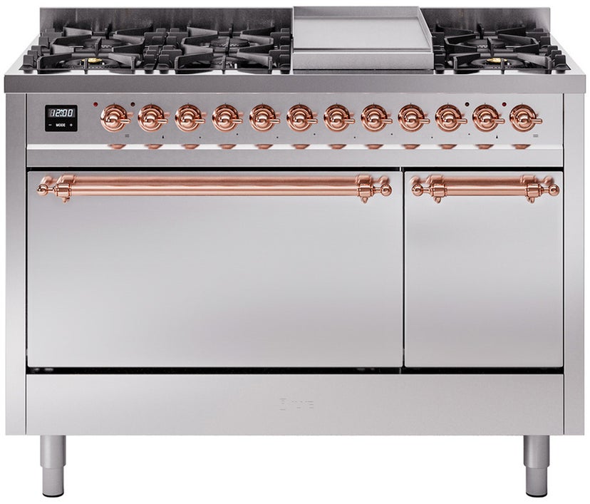 Ilve UP48FQNMPSSPLP Nostalgie 48 Inch Dual Fuel Range with 8 Sealed Bu...