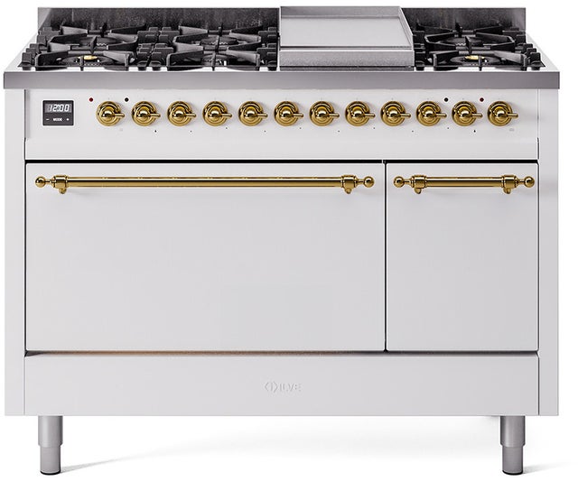 Ilve UP48FQNMPWHG Nostalgie 48 Inch Dual Fuel Range with 8 Sealed Bu...