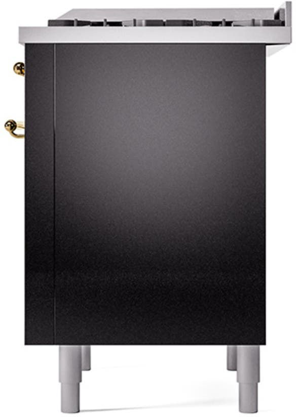 Ilve UP36FQNMPBKG Glossy Black With Brass Trim