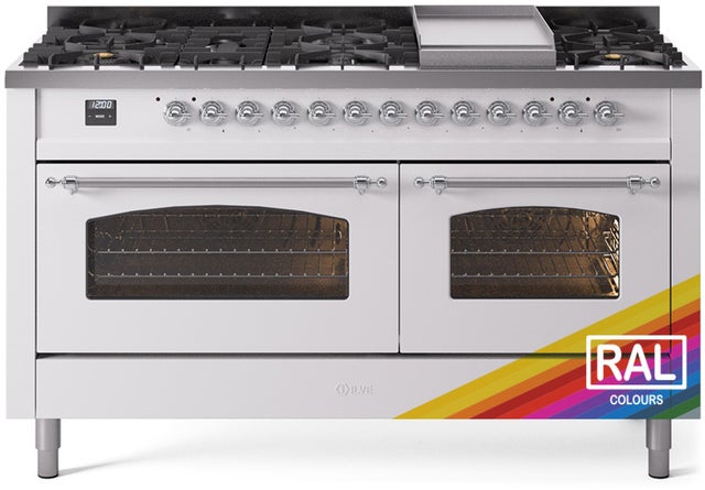 Ilve UP60FNMPRAC 60 inch Dual Fuel Range Gas Burner Top and Electri...