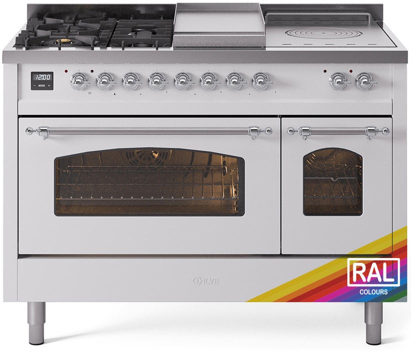 Ilve UP48FSNMPRAC 48 inch Dual Fuel Range Gas Burner Top and Electri...