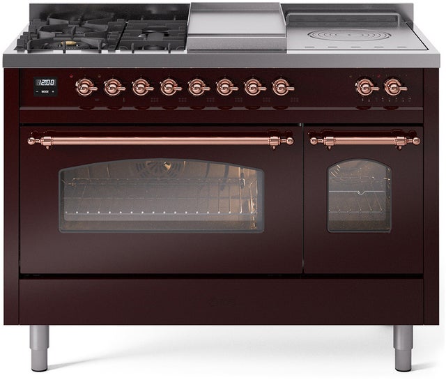 Ilve UP48FSNMPBUP 48 inch Dual Fuel Range Gas Burner Top and Electri...