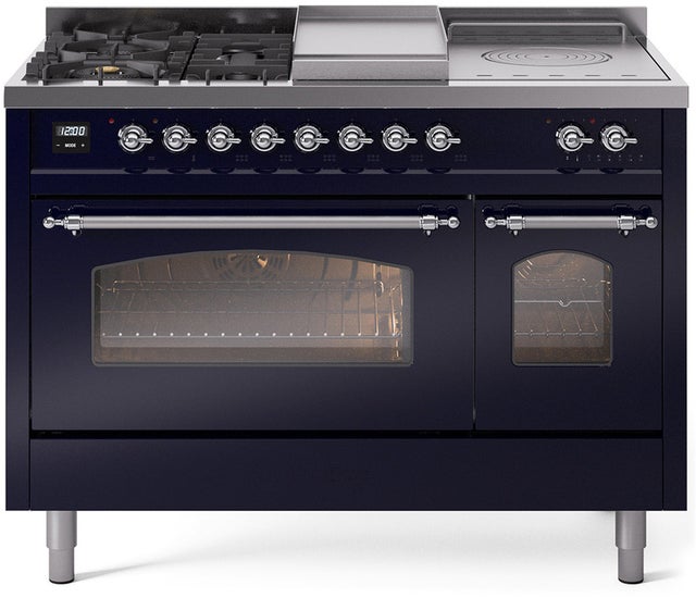 Ilve UP48FSNMPMBC 48 inch Dual Fuel Range Gas Burner Top and Electri...