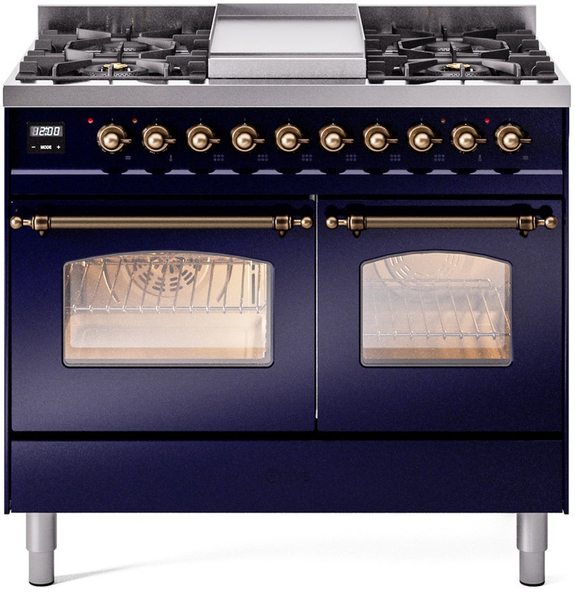 Ilve UPD40FNMPMBB 40 inch Dual Fuel Range Gas Burner Top and Electri...