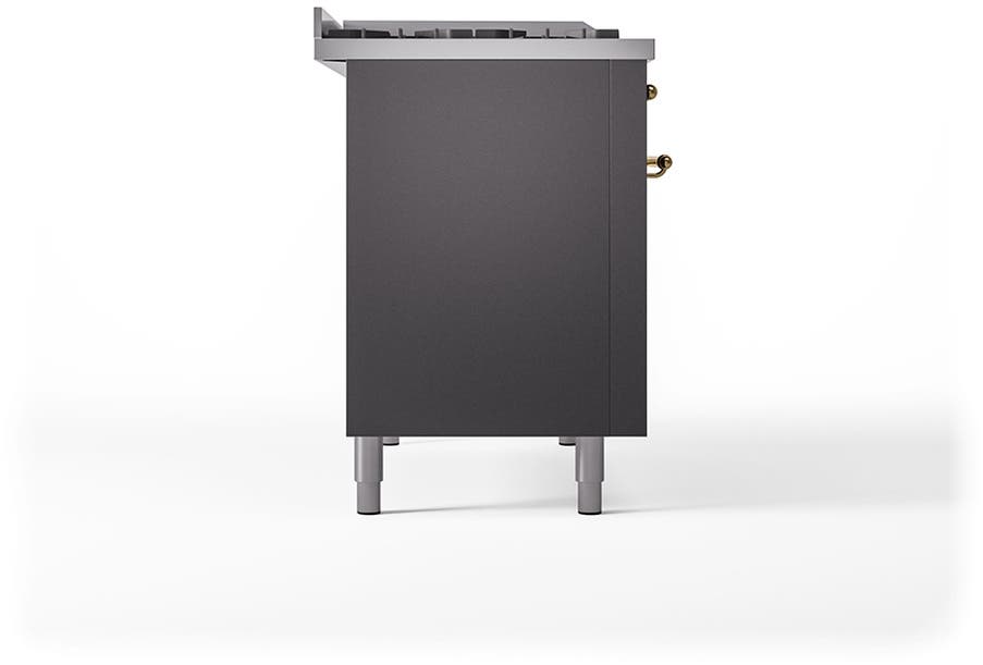 Ilve UN48FSQNMPMGGLP Graphite Matte With Brass Knobs, Liquid Propane