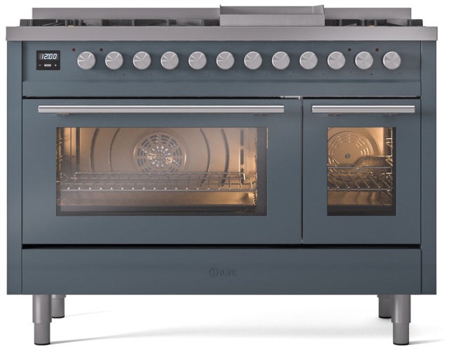 Ilve UP48FWMPBG 48 inch Dual Fuel Range Gas Burner Top and Electri...