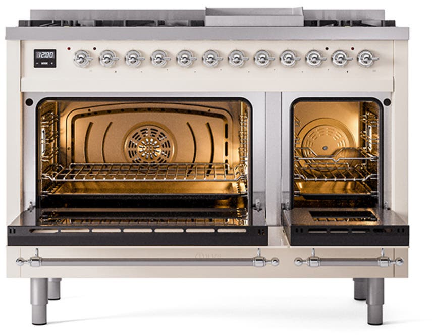 Ilve UN48FQNMPAWCLP Antique White With Chrome Knobs, Liquid Propane