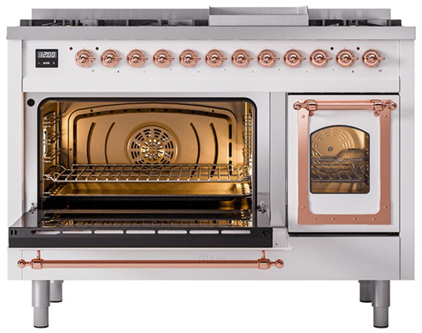 Ilve UN48FNMPWHPLP White With Copper Knobs, Liquid Propane