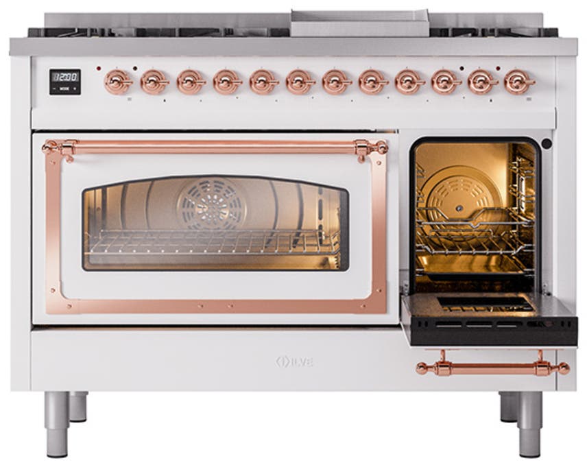 Ilve UN48FNMPWHPLP White With Copper Knobs, Liquid Propane