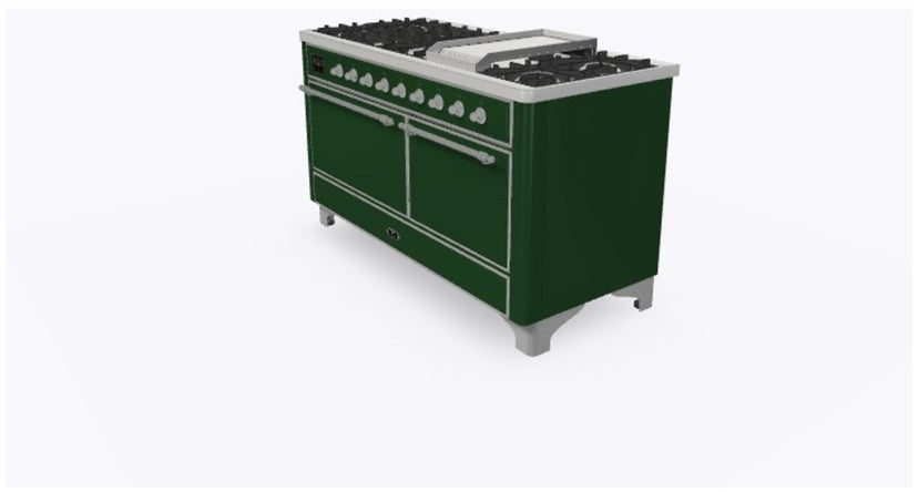 Ilve UM15FDQNS3EGCLP 60" Dual Fuel Range w/ 9 Sealed Burners, Double Ov...