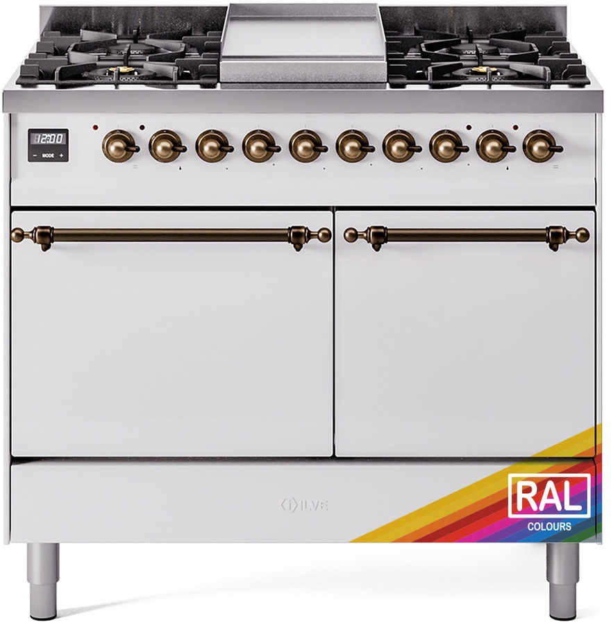 Ilve UPD40FQNMPRABLP Ral Custom Color With Bronze Knobs, Liquid Propane