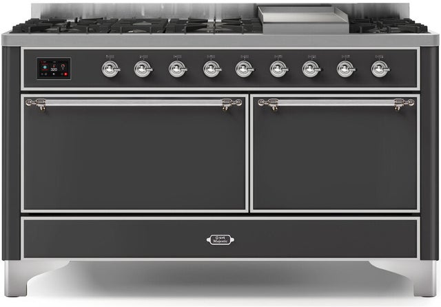 Ilve UM15FDQNS3MGCLP 60" Dual Fuel Range w/ 9 Sealed Burners, Double Ov...