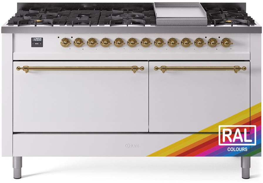 Ilve UP60FQNMPRAGLP Ral Custom Color With Brass Knobs, Liquid Propane
