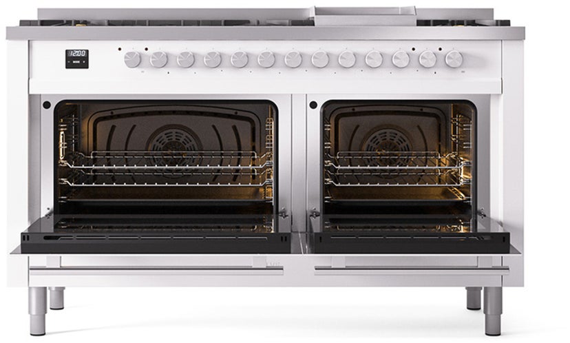 Ilve UP60FQMPRALP Professional Plus 60 Inch Dual Fuel Range with 9 S...