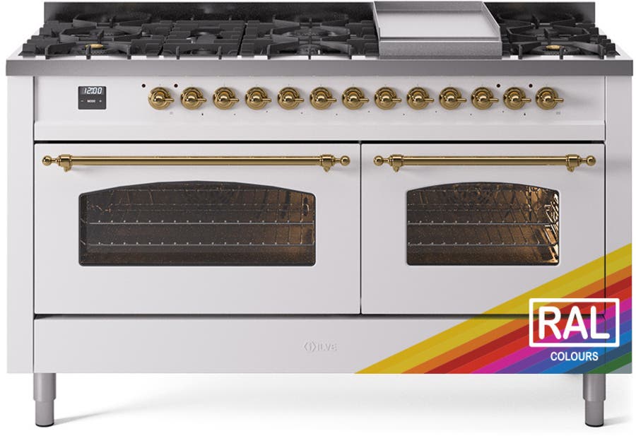 Ilve UP60FNMPRAGLP Ral Custom Color With Brass Knobs, Liquid Propane