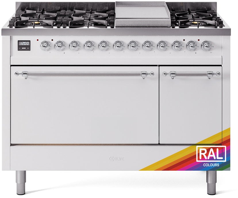 Ilve UP48FQNMPRAC Nostalgie 48 Inch Dual Fuel Range with 8 Sealed Bu...