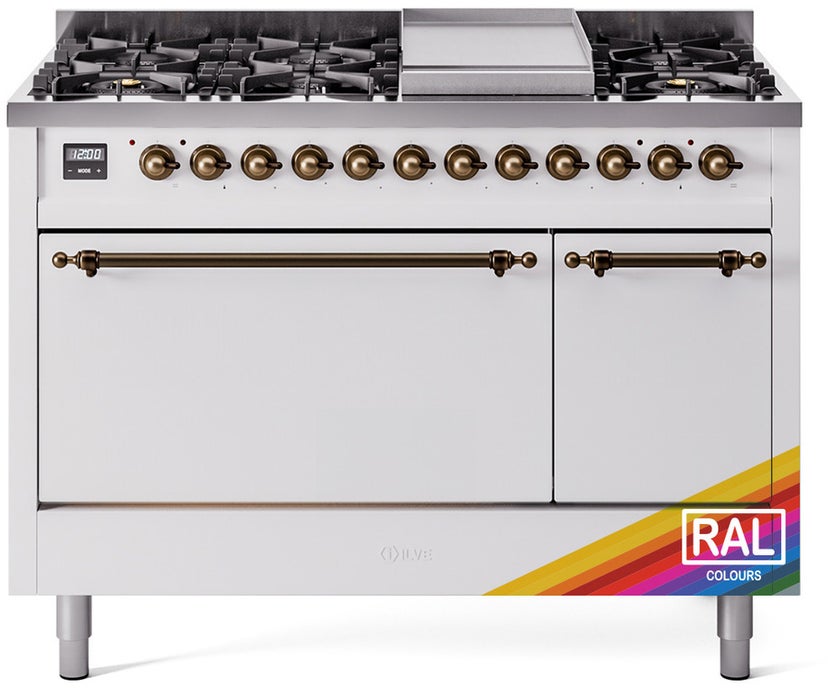 Ilve UP48FQNMPRABLP Nostalgie 48 Inch Dual Fuel Range with 8 Sealed Bu...