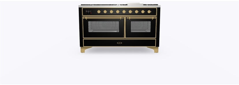 Ilve UM15FDNS3BKGLP 60" Dual Fuel Range w/ 9 Sealed Burners, Double Ov...