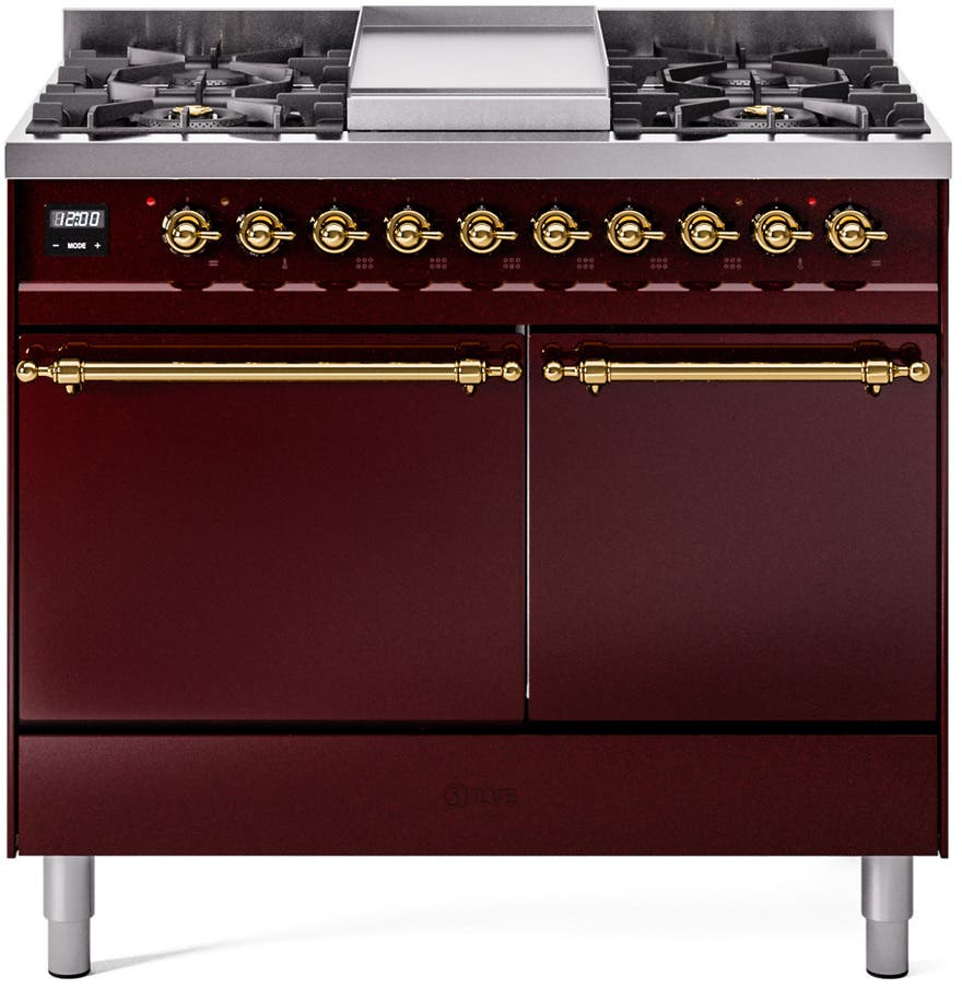 Ilve UPD40FQNMPBUG Burgundy With Brass Trim