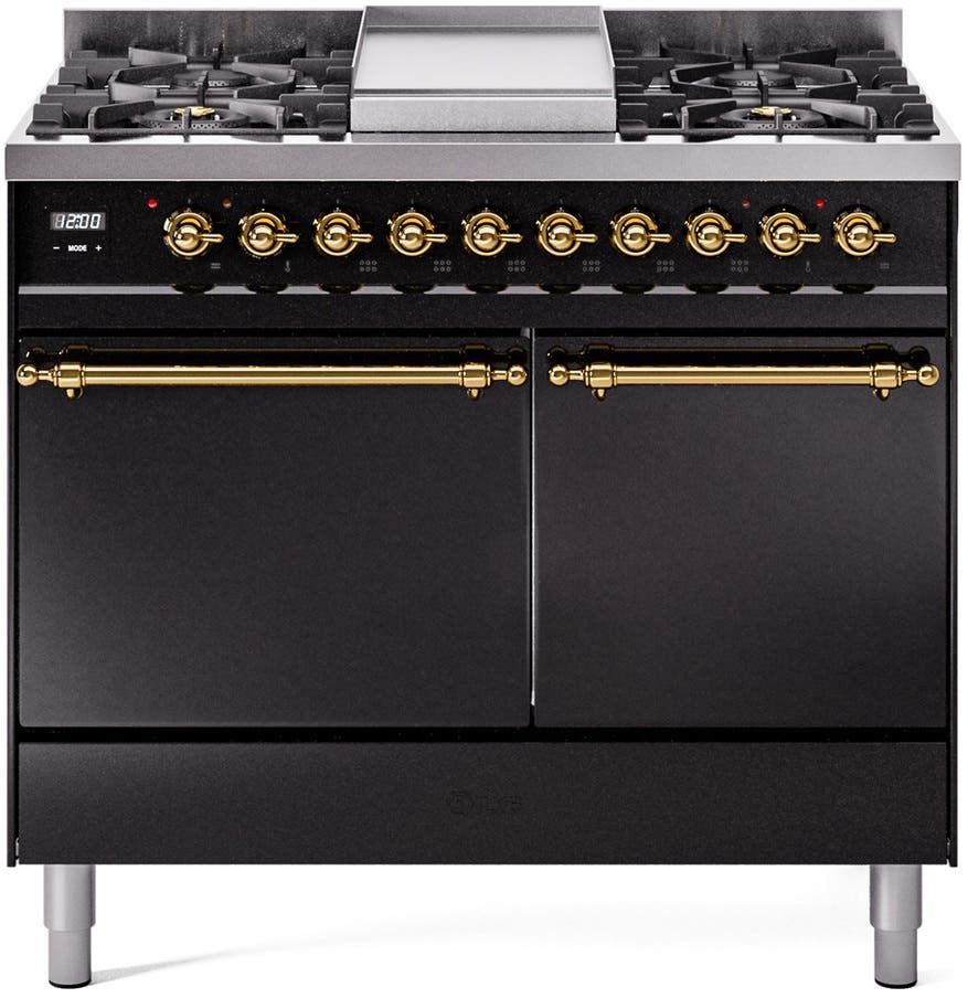 Ilve UPD40FQNMPBKG Glossy Black With Brass Trim