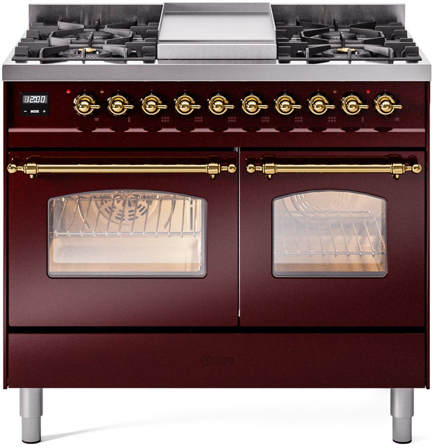 Ilve UPD40FNMPBUGLP Burgundy With Brass Trim, Lp