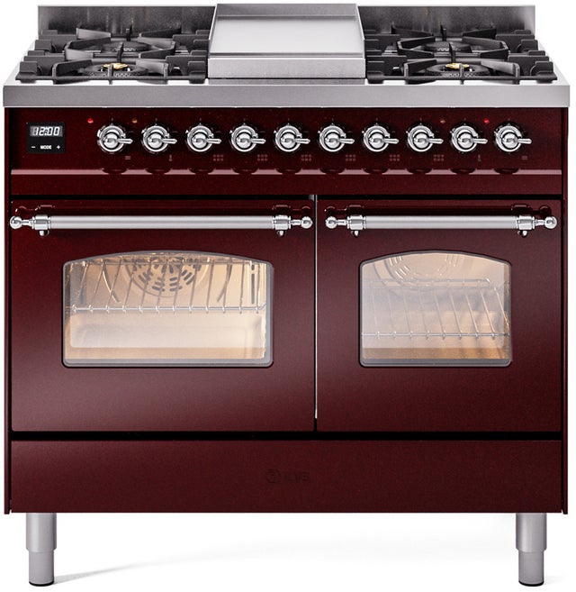 Ilve UPD40FNMPBUCLP 40 inch Dual Fuel Range Gas Burner Top and Electri...