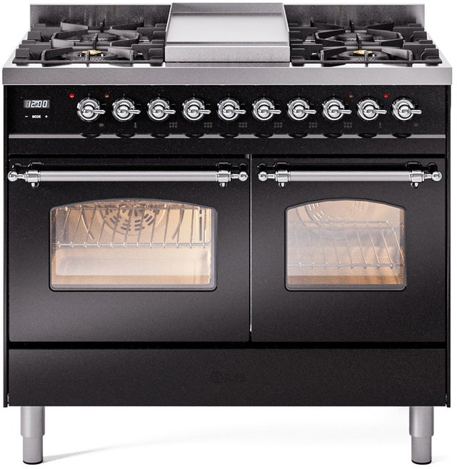 Ilve UPD40FNMPBKCLP 40 inch Dual Fuel Range Gas Burner Top and Electri...