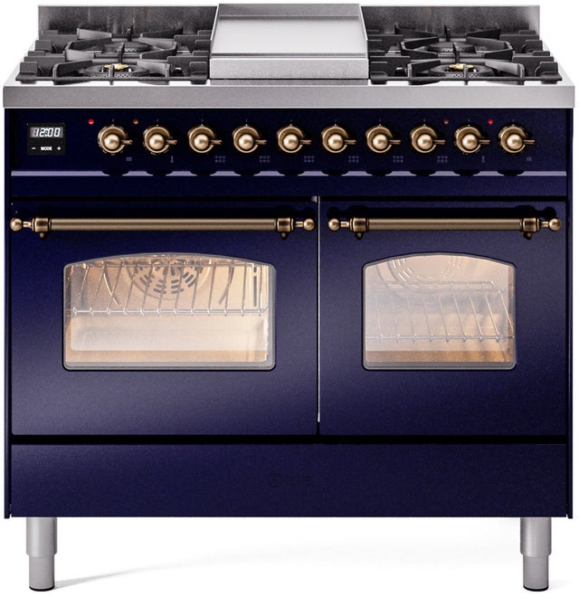 Ilve UPD40FNMPMBBLP 40 inch Dual Fuel Range Gas Burner Top and Electri...