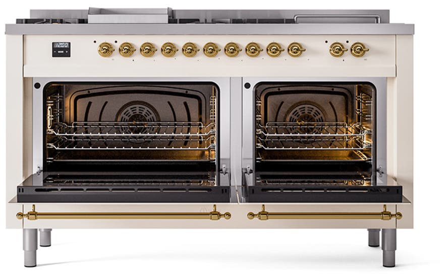 Ilve UP60FSQNMPAWG Antique White With Brass Trim