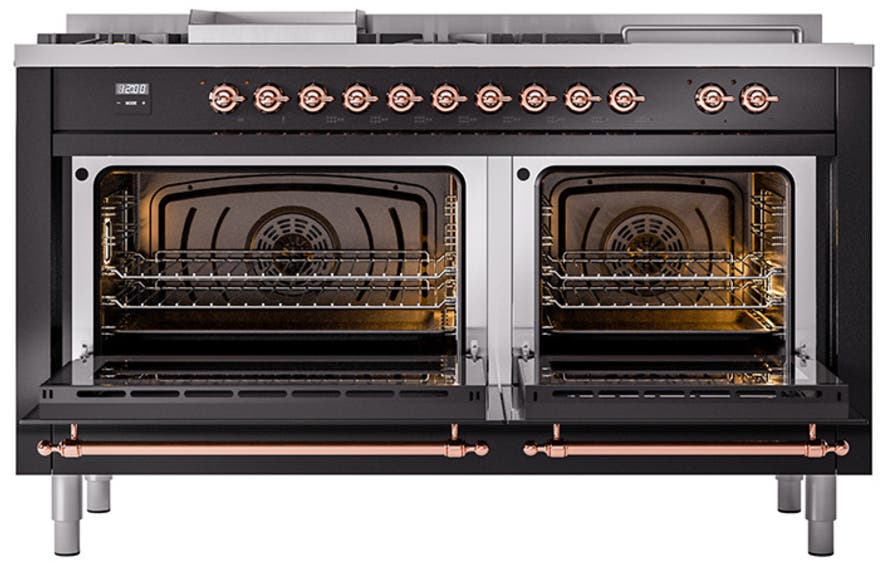 Ilve UP60FSQNMPBKPLP Glossy Black With Copper Trim, Lp