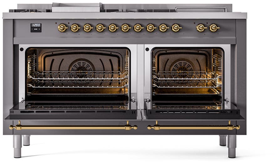Ilve UP60FSQNMPMGG Graphite Matte With Brass Trim