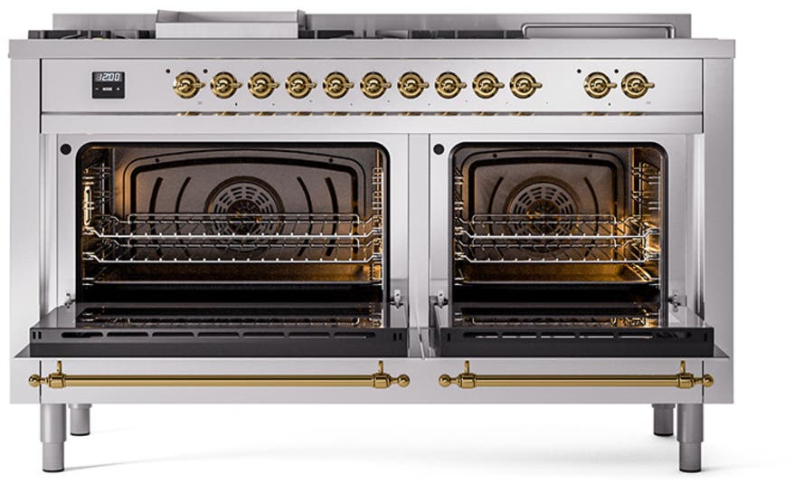 Ilve UP60FSQNMPSSG Stainless Steel, Brass Trim, Solid Door, NG