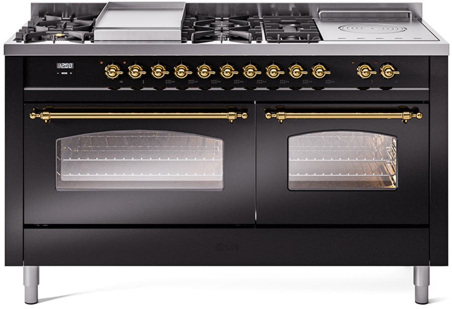 Ilve UP60FSNMPBKGLP Glossy Black With Brass Trim, Lp