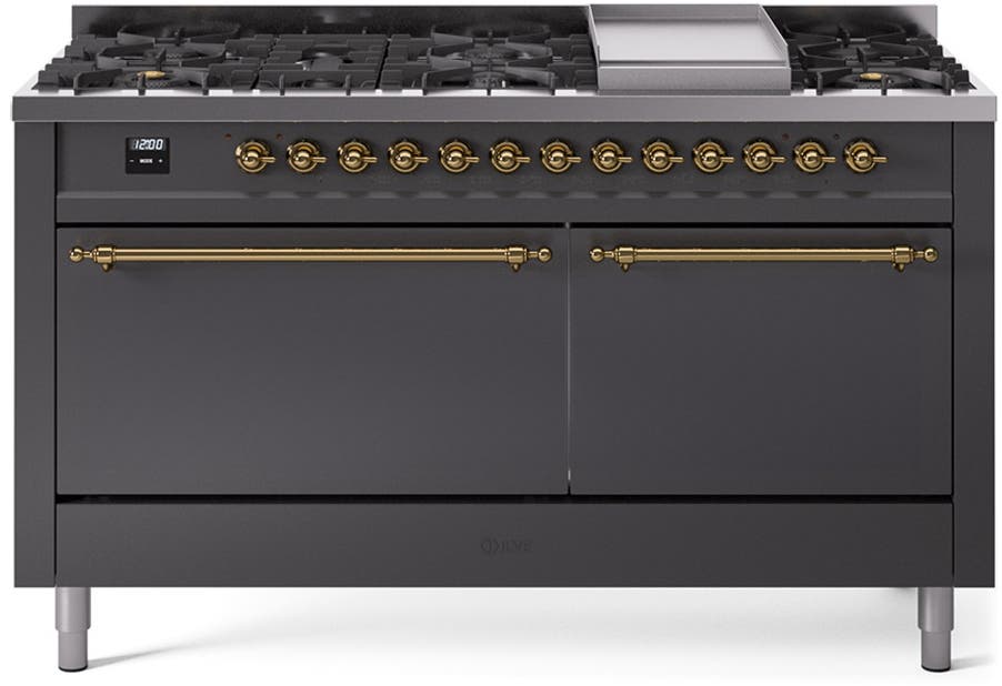 Ilve UP60FQNMPMGGLP Graphite Matte With Brass Trim, Lp